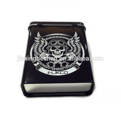 Metal cigarette tin case with hinged lid