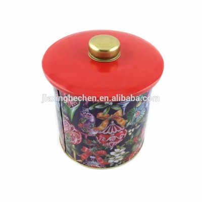 Round shape tin box with knob packing tin box tin can factory