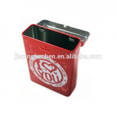 Cigarette pack tin box with hinged lid 58 x 28x 92 mm