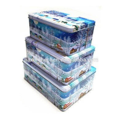 Christmas rectangular metal tin box packaging tin can factory